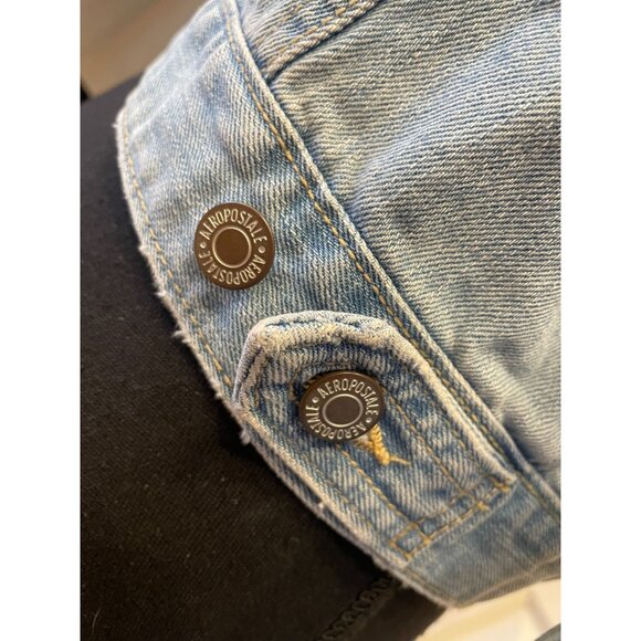 Aeropostale Y2K denim jean jacket Medium light wash distressed Cotton - Picture 5 of 12